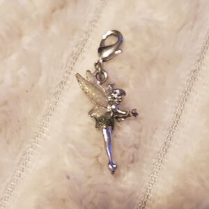 2/$39 Disney Vintage Silver & Green Tinkerbell Fairy Charm Bead Deadstock